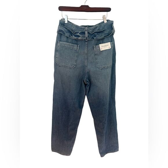 AG Adriano Goldschmied Renn Paper Bag Denim Jeans Wide Leg Belted NWT 28 - Picture 2 of 4